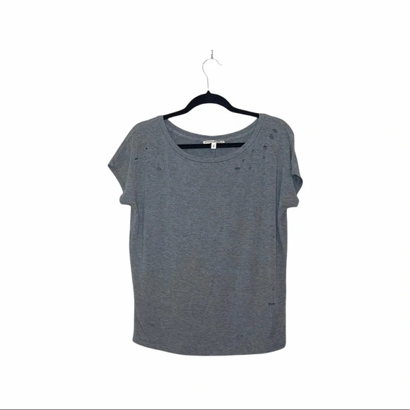 Express One Eleven Heather Gray Distressed Short Sleeve Top Xsmall Women’s - Picture 11 of 11